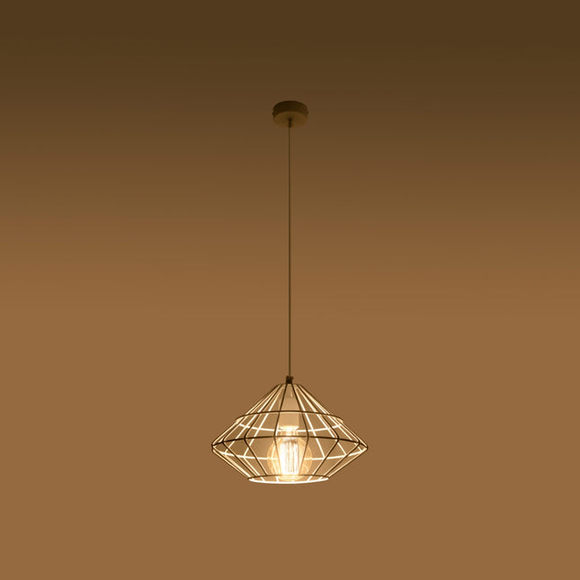 Suspension Umberto blanche géométrique dans un salon contemporain