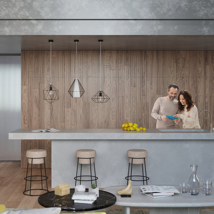 Schéma des dimensions de la suspension Umberto noire en acier