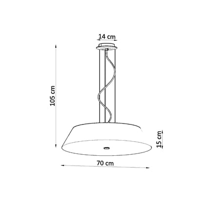 Schema des dimensions de la suspension Vega, diametre 70 cm et hauteur reglable 105 cm