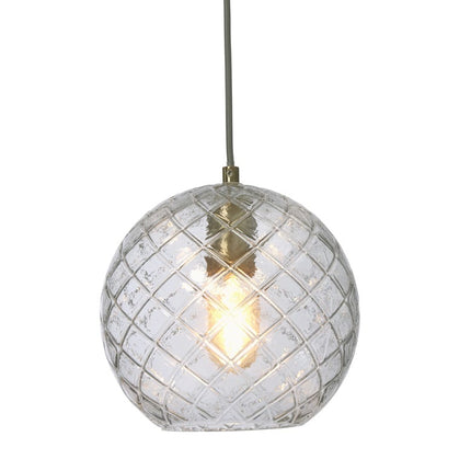 Suspension Venice globe en verre taillé transparent et doré, packshot sur fond blanc