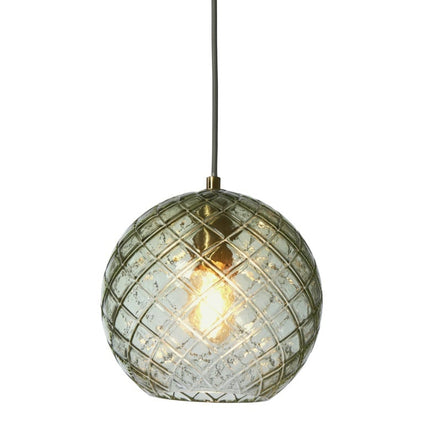 Suspension Venice globe en verre soufflé vert et doré, packshot fond blanc