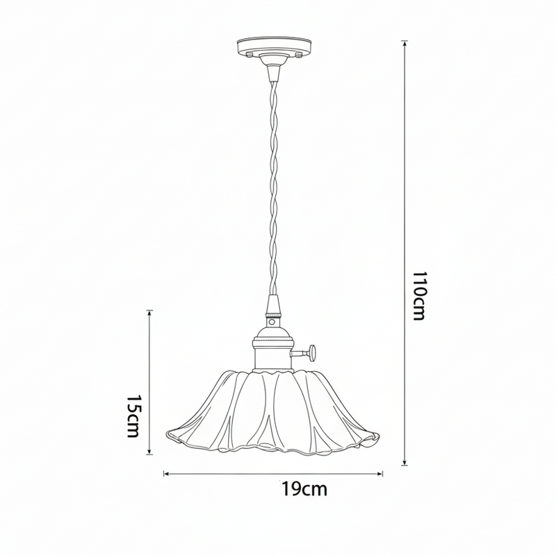 Dimensions Suspension en Verre Vert Ondulé et Laiton Doré Style Rétro
