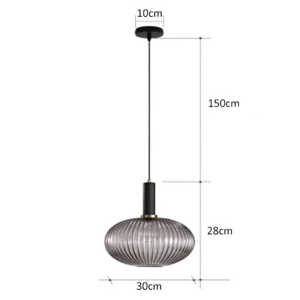 Schéma de cotes du modèle gris fumé, globe ovale de 30 cm de diamètre.