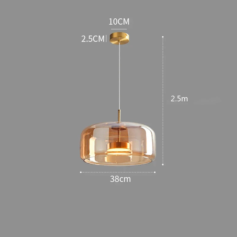 Suspension en verre LED minimaliste, parfaite pour un éclairage élégant et épuré dans le salon.