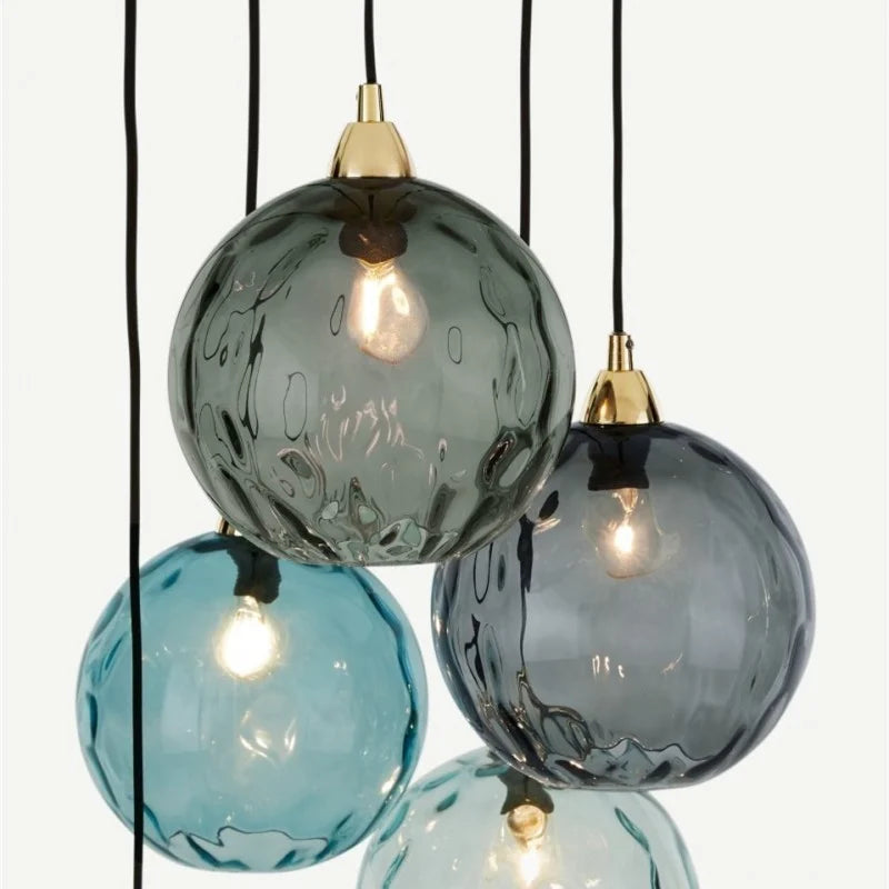 Dimensions Suspension en Verre Martelé Coloré Nordique