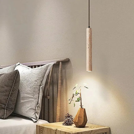 Suspension LED verticale en pierre au design sophistiqué
