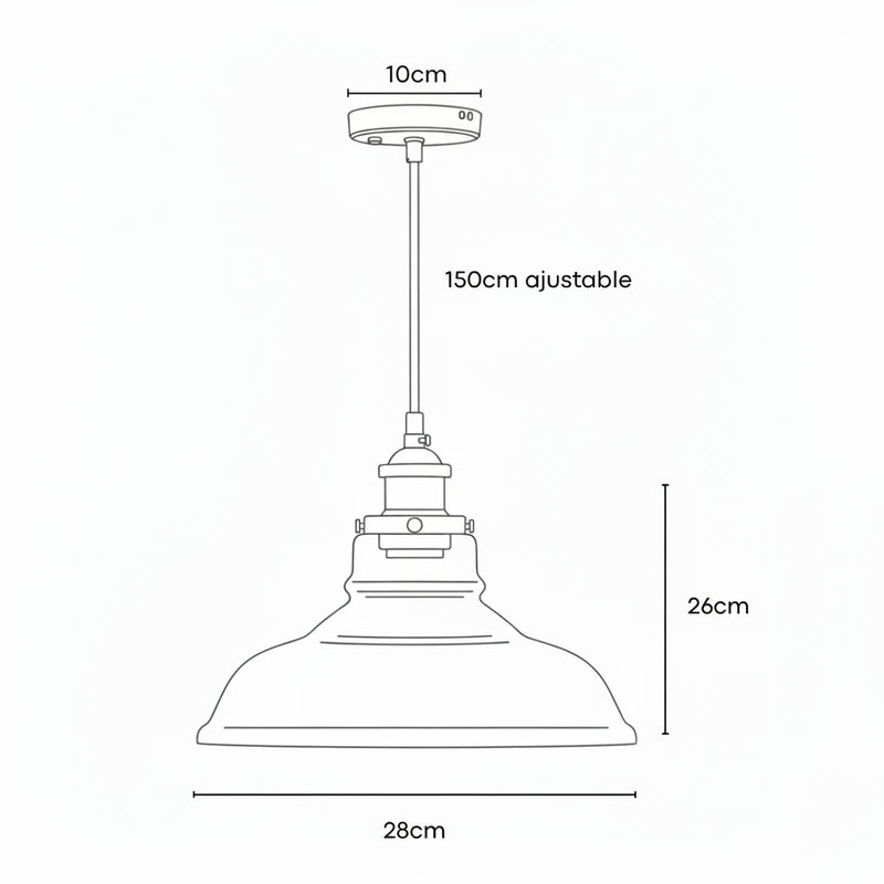 Dimensions Original nordische Industrie-Pendelleuchte aus Glas