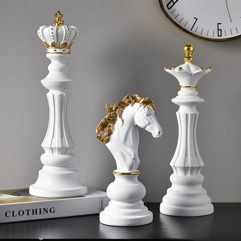 Trio Statues Échecs Luxe