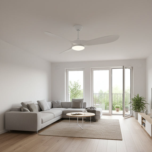 Vintage Silent Ceiling Fan with LED - Black and Dark Wood
