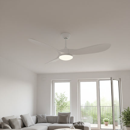 Ventilateur Plafond Silencieux Vintage avec LED - Blanc et ABS Blanc