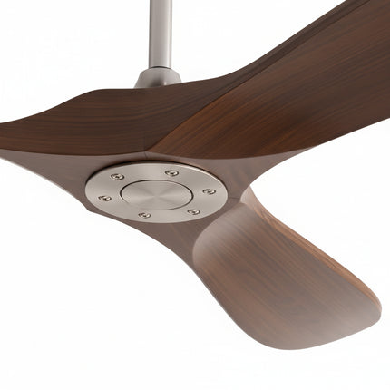 Vintage-Deckenventilator mit LED-Beleuchtung (leise) – Silber und dunkles Holz