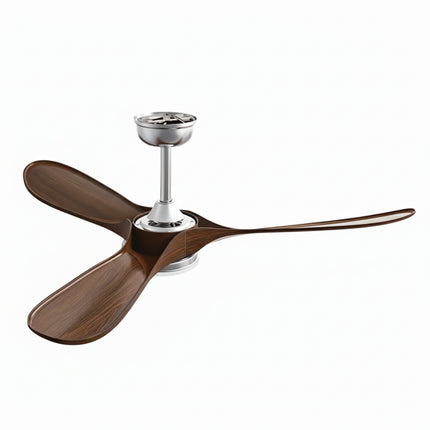 Ventilateur Plafond Silencieux Vintage avec LED - Argent et Bois Foncé