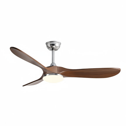 Ventilateur Plafond Silencieux Vintage avec LED - Argent et Bois Foncé