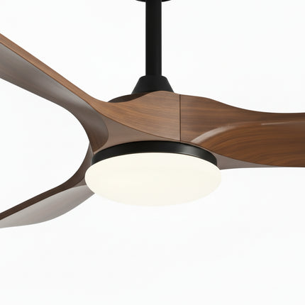 Ventilateur Plafond Silencieux Vintage avec LED - Noir et Bois Foncé
