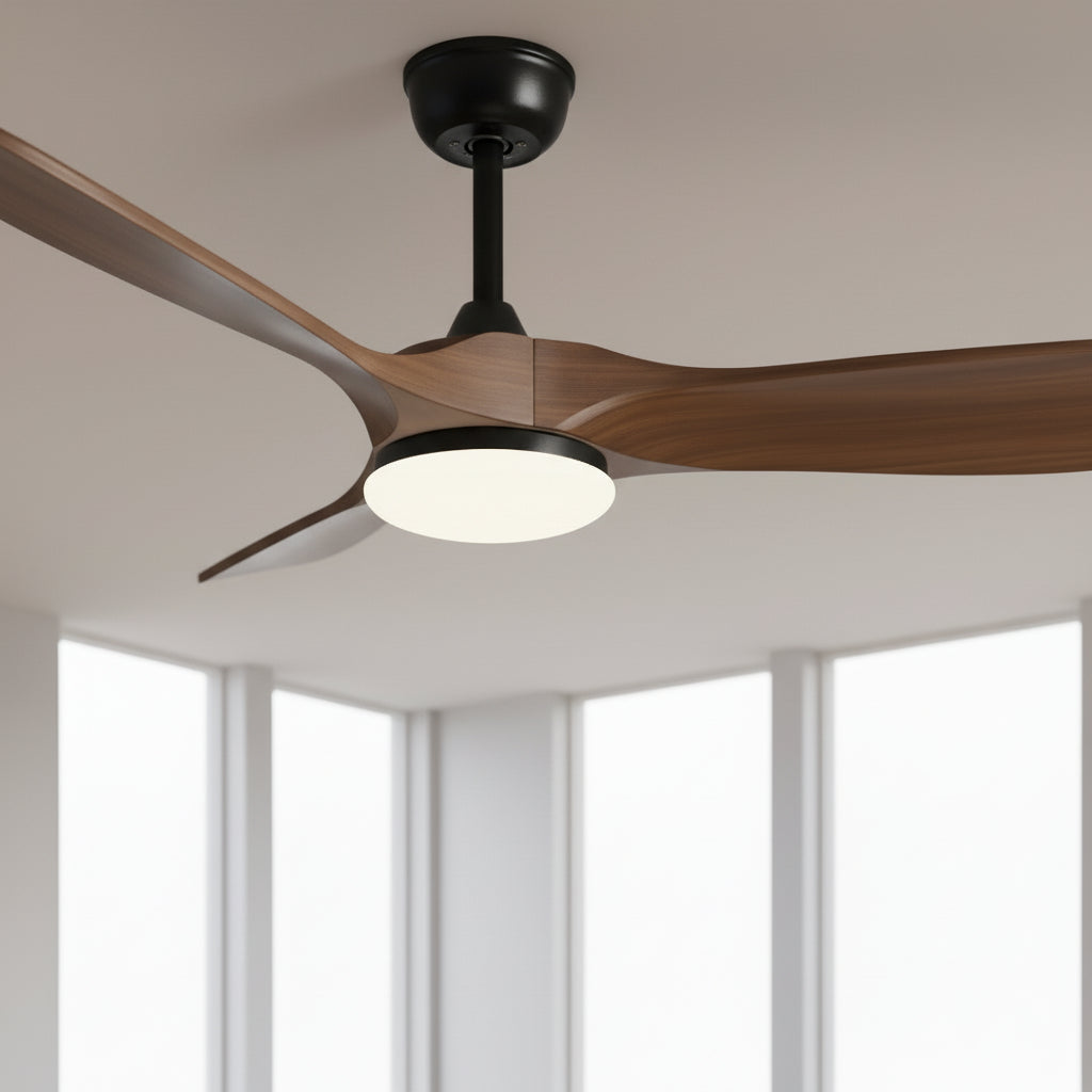 Ventilateur Plafond Silencieux Vintage avec LED - Noir et Bois Foncé Ventilateur Plafond Silencieux Vintage avec LED - Noir et Bois Foncé