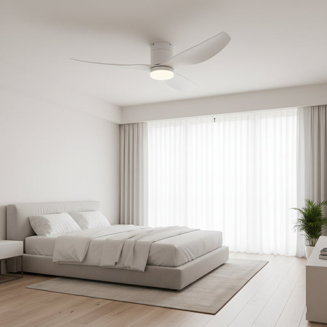 Silent Ceiling Fan with Integrated LED - White &amp; White ABS