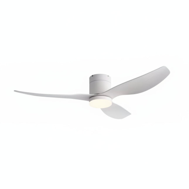 Silent Ceiling Fan with Integrated LED - White &amp; White ABS
