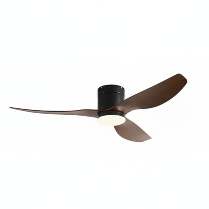 Silent Ceiling Fan with Integrated LED - Black &amp; Dark Wood ABS