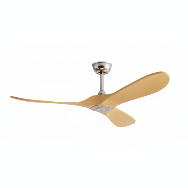Vintage Silent Ceiling Fan with LED - Silver and Dark Wood