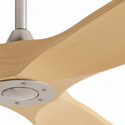 Vintage Silent Ceiling Fan with LED - Silver and Dark Wood