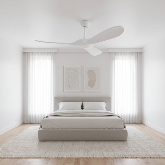 Vintage Silent Ceiling Fan with LED - Silver and Dark Wood